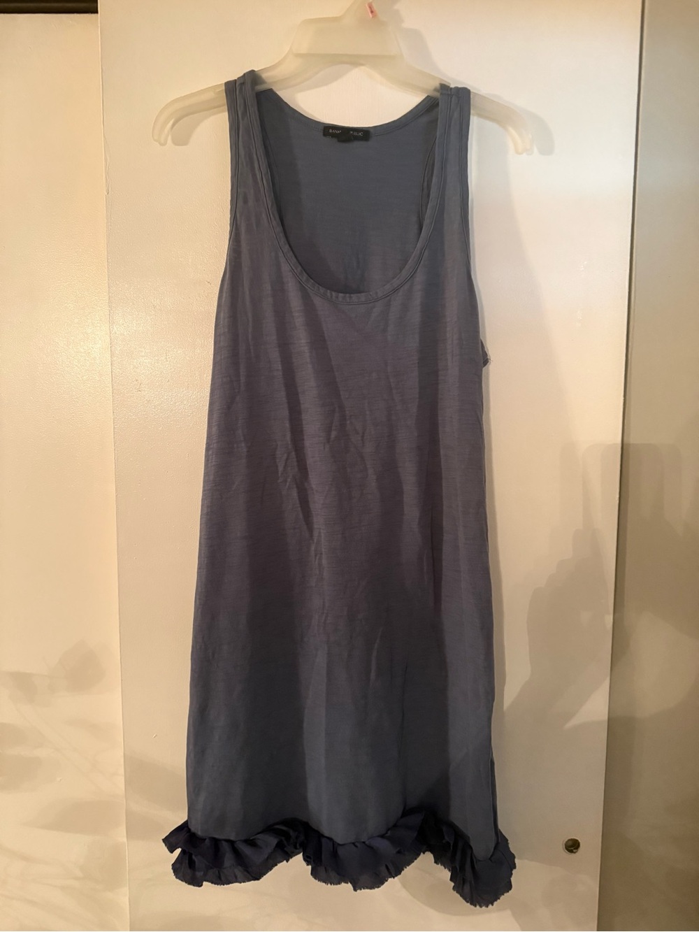 Banana Republic Dusty Blue Ruffle-Hem Tank Dress